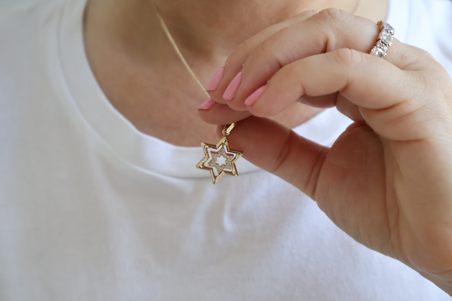 Dangling Double Magen David Charm