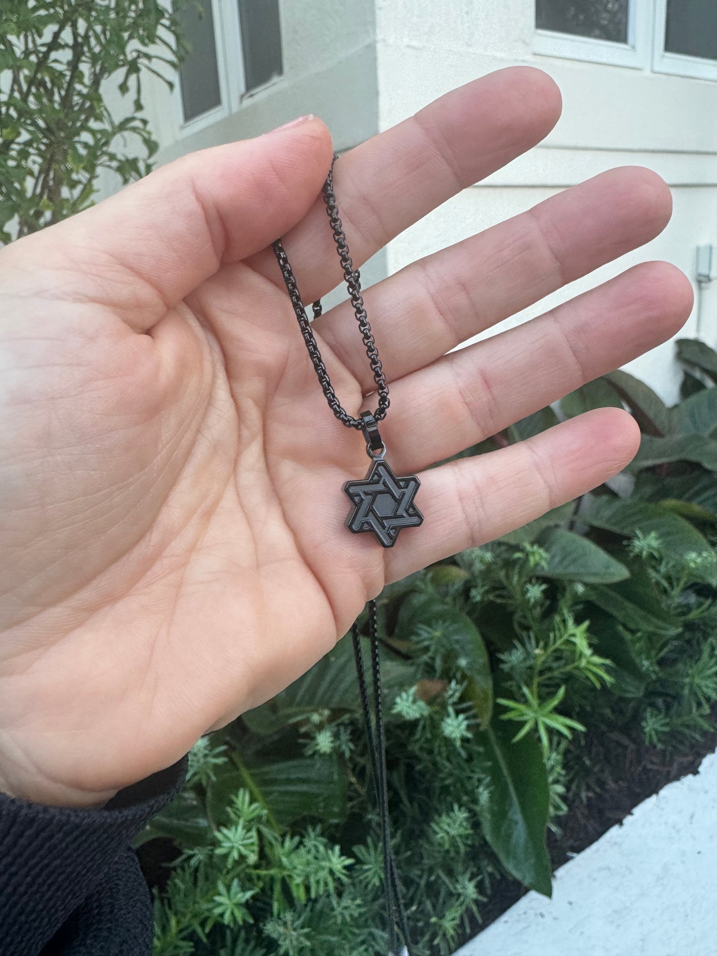 Steel black Star of David Pendant