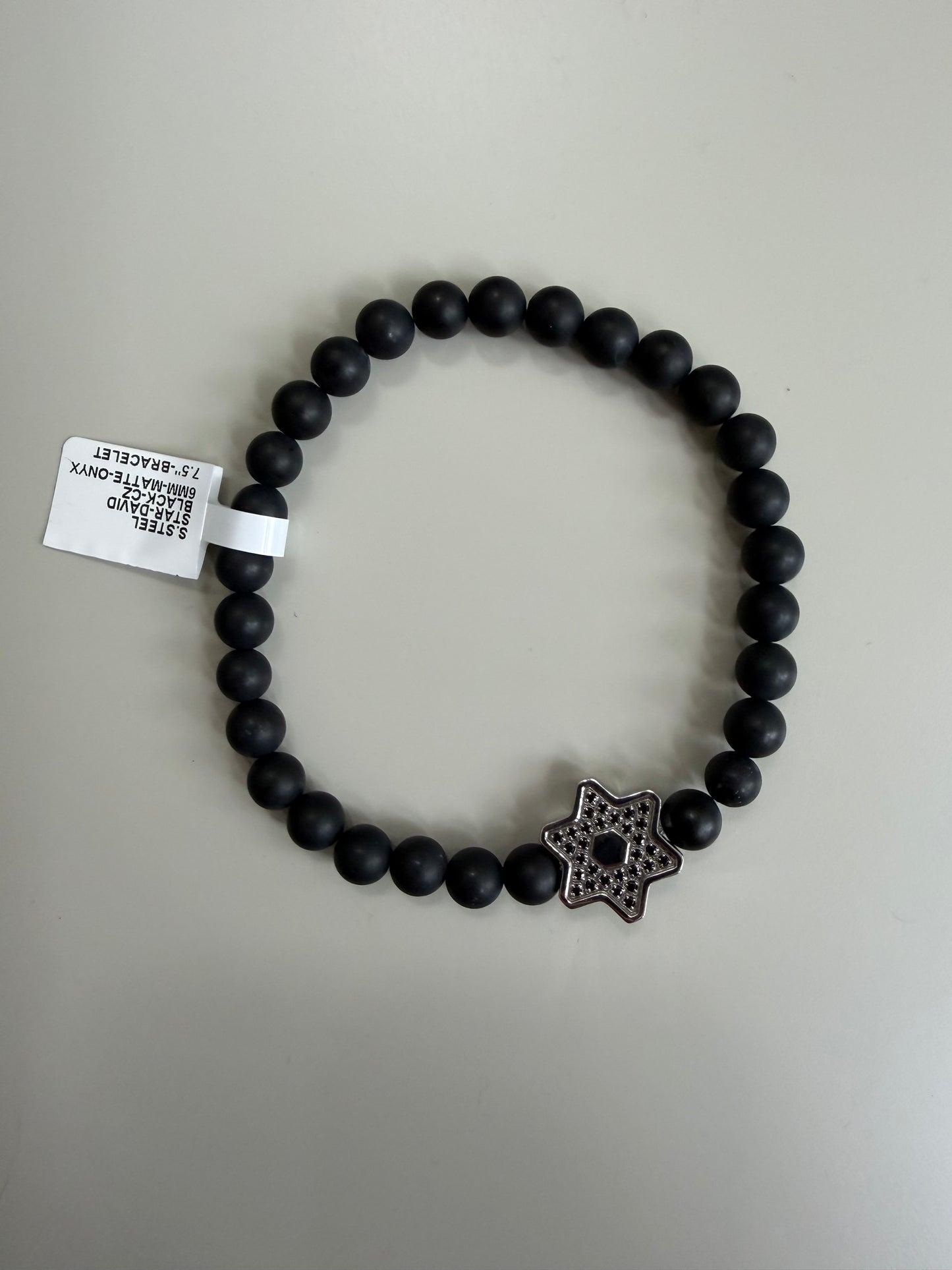 Stainless Steel Beaded Magen David Bracelet