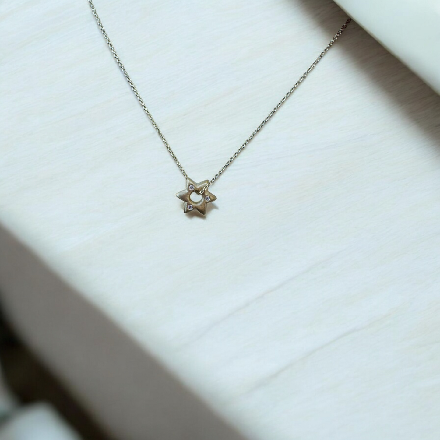 Puffed Star Pendant with Diamonds