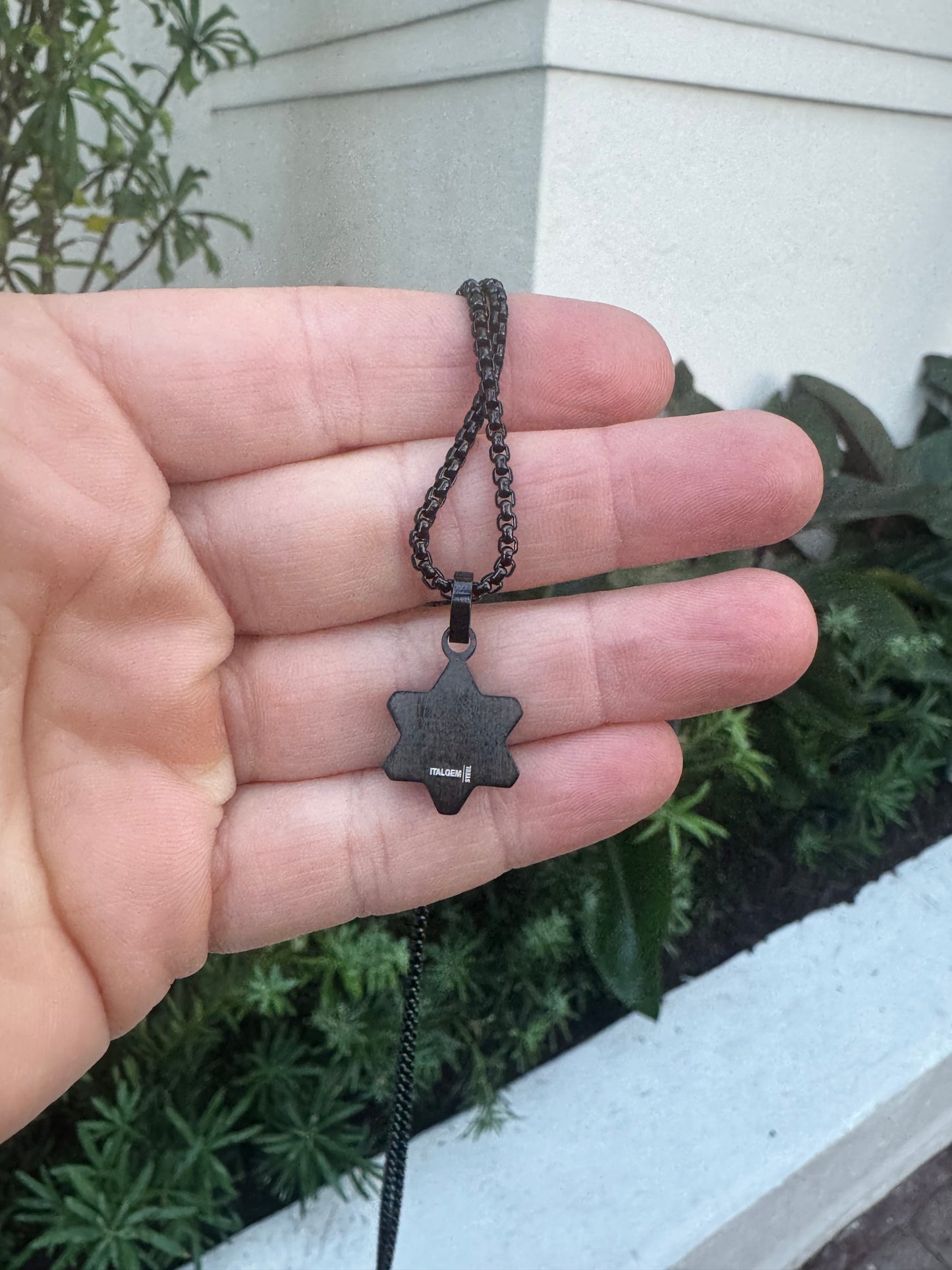 Steel black Star of David Pendant