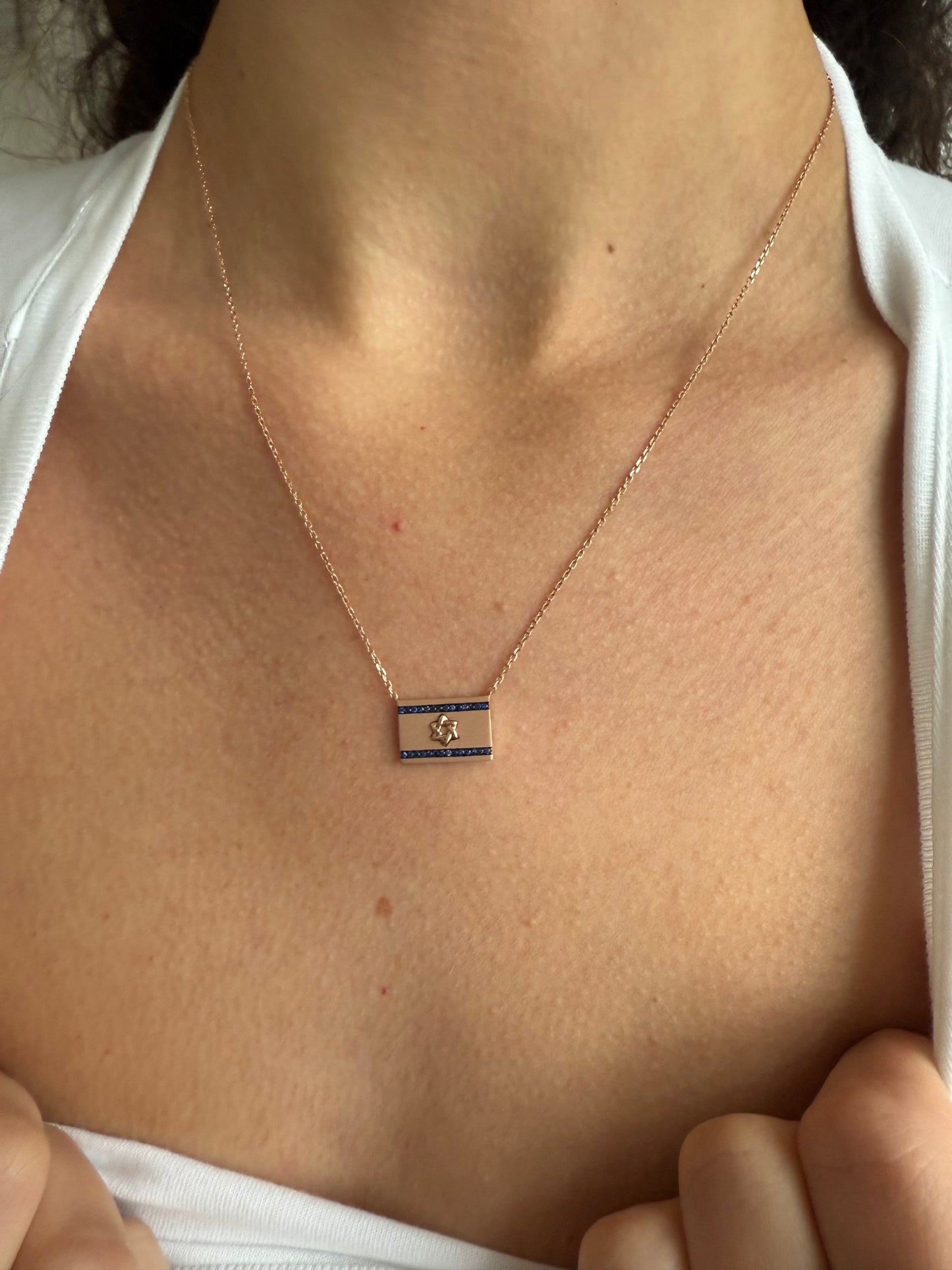 Gold Israel Flag Necklace