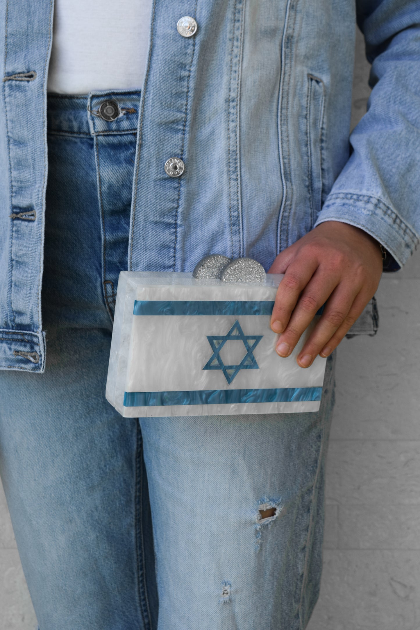 Double sided, I love Israel Clutch