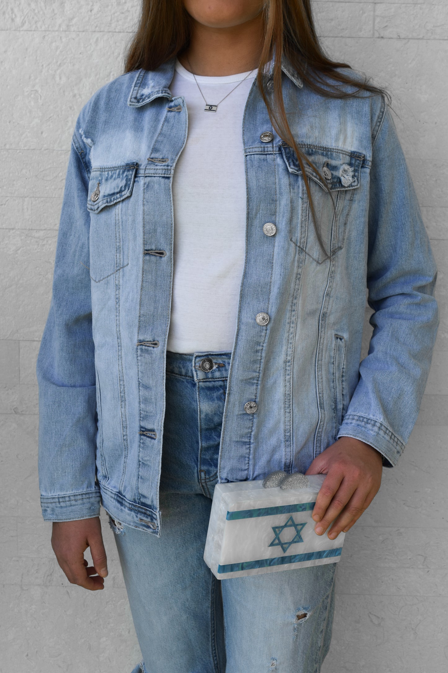 Jean Jacket with Israeli Flag