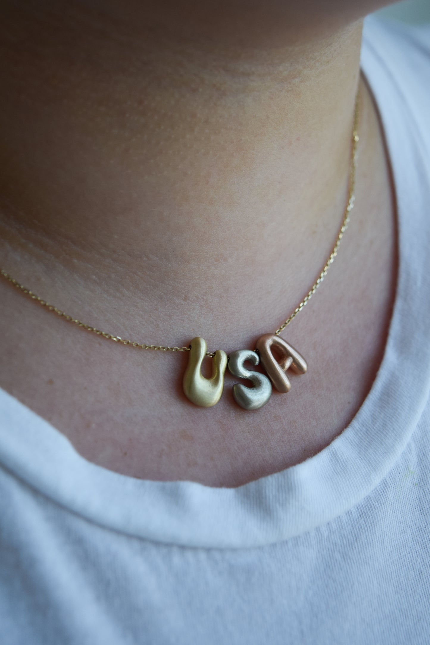 3x Gold bubble USA, Necklace