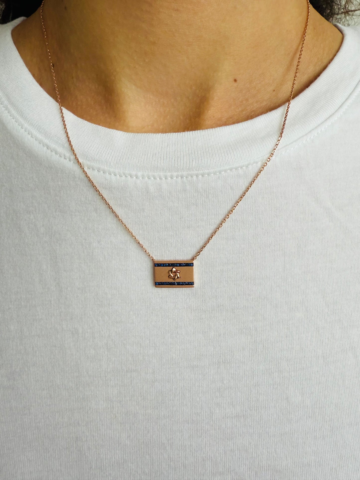 Gold Israel Flag Necklace