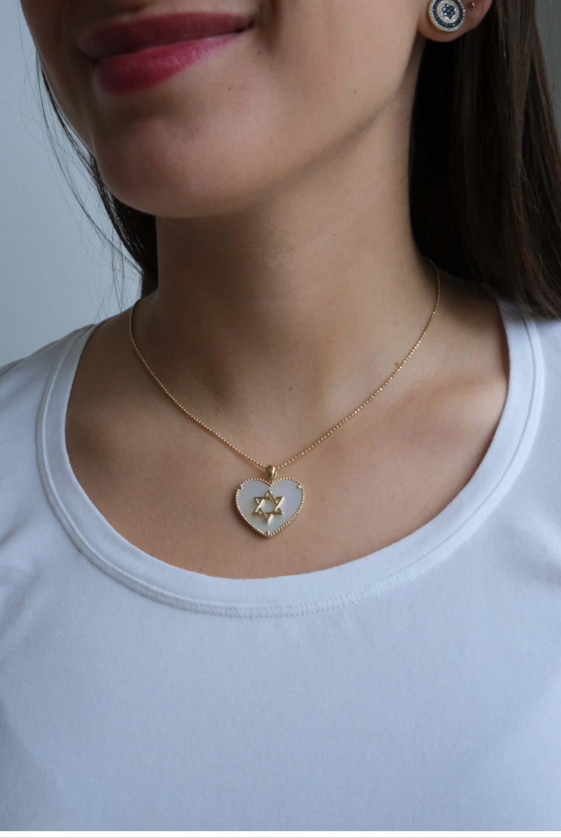 Magen David in a Mother of Pearl HEART