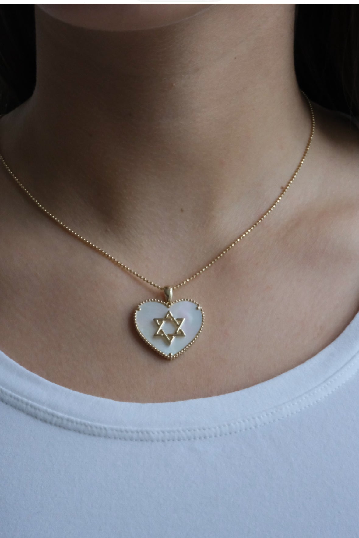 Magen David in a Mother of Pearl HEART