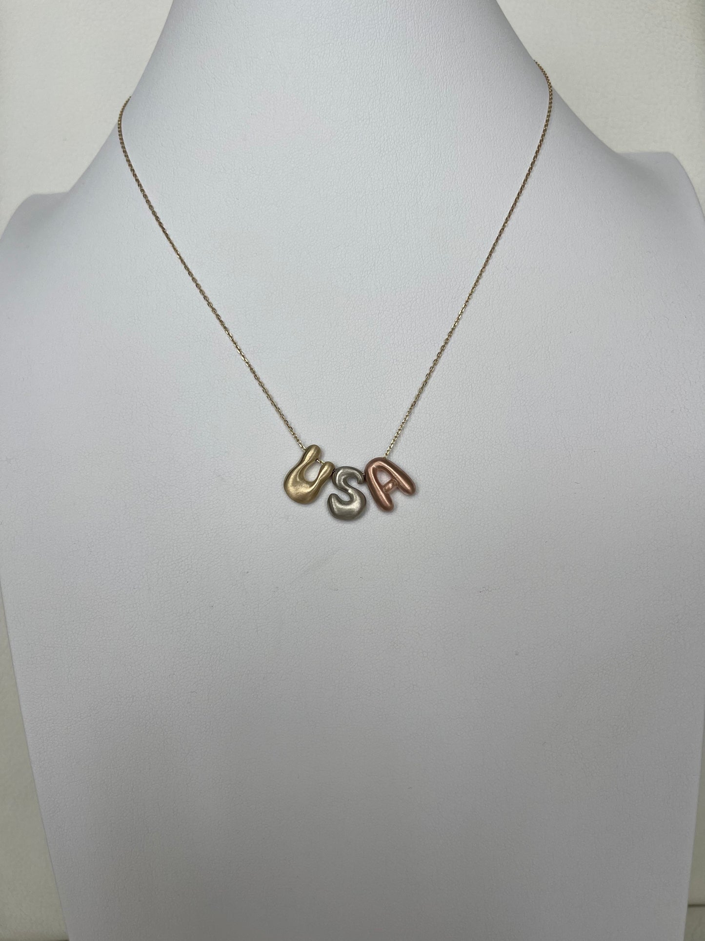 3x Gold bubble USA, Necklace