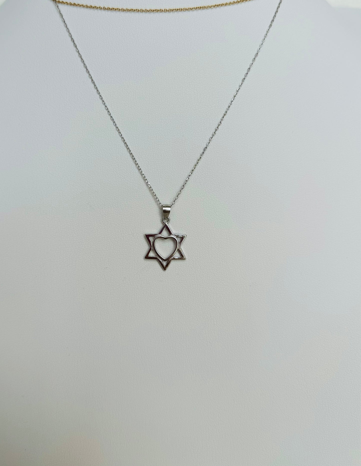 925 Silver Magen David with Heart