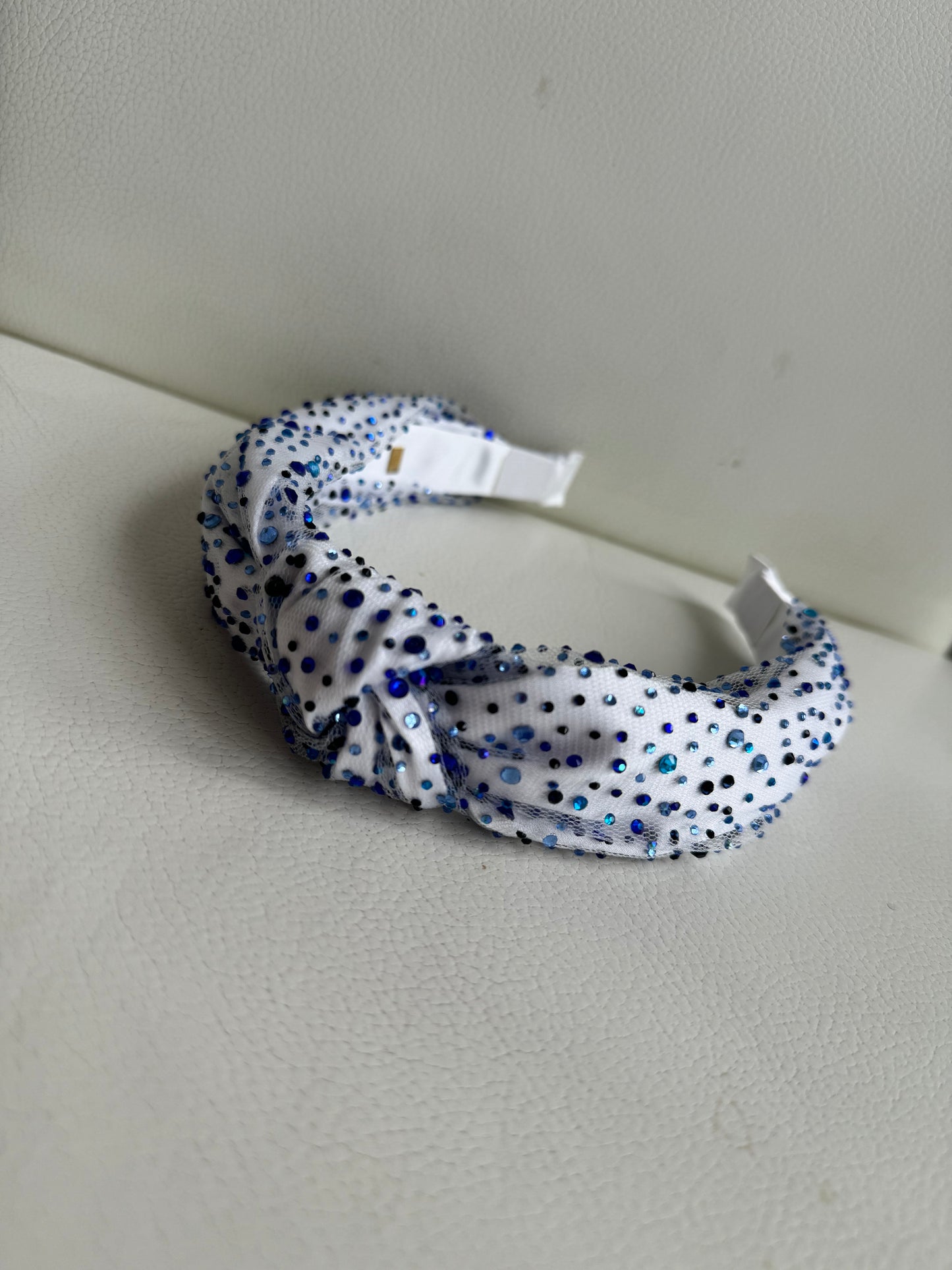 Be’Jewelled blue & white headband