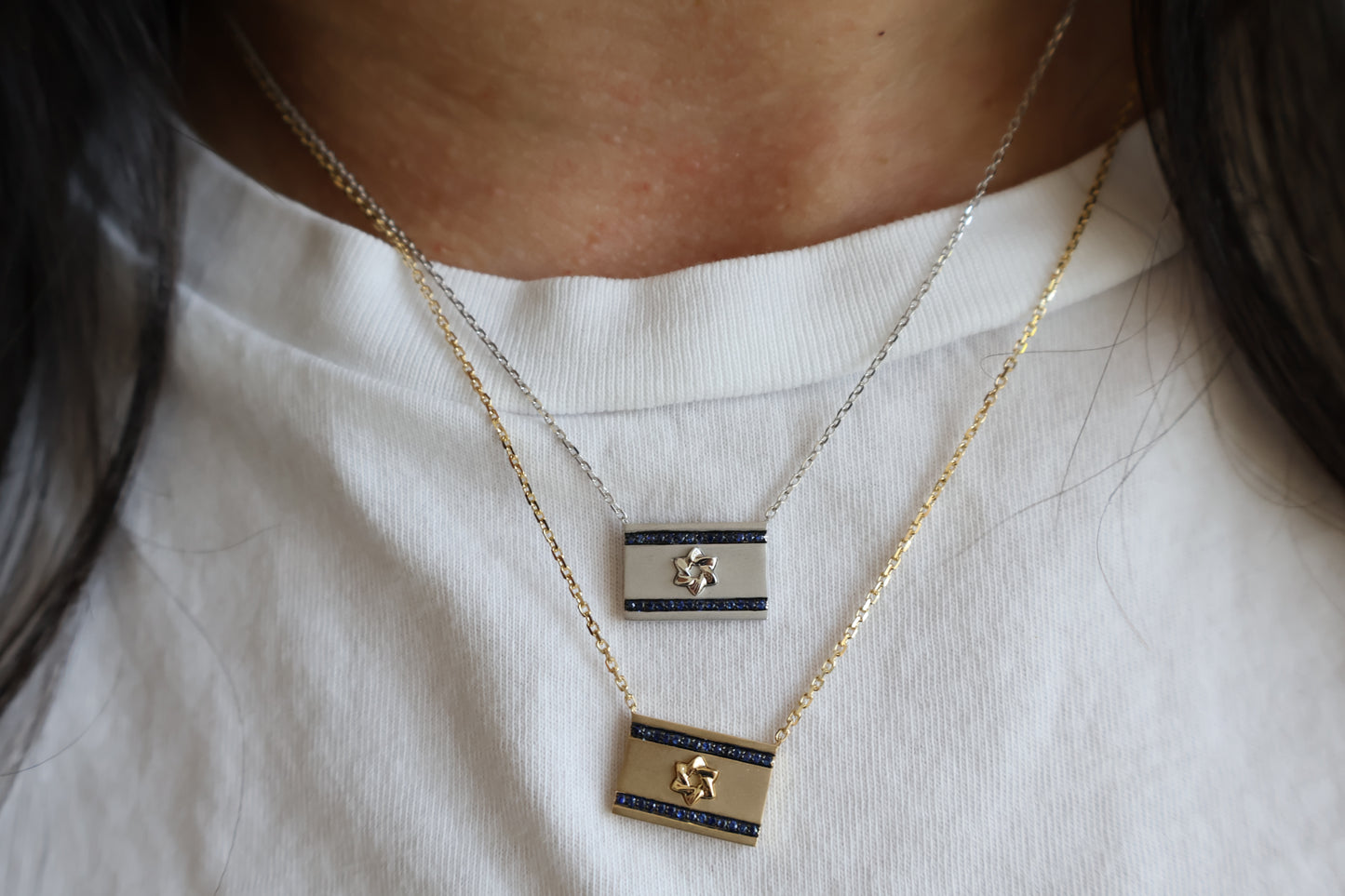 Gold Israel Flag Necklace
