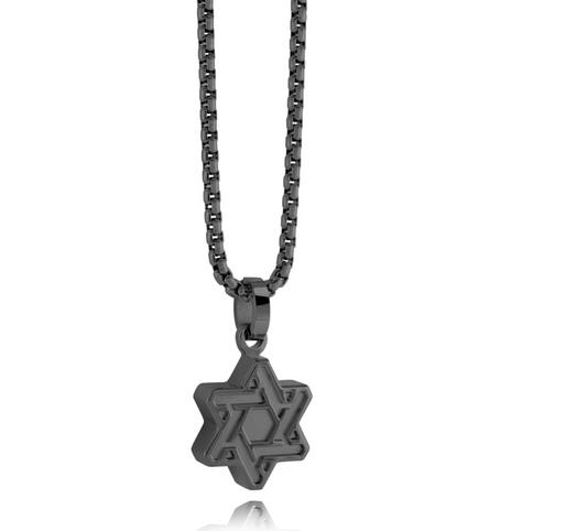 Matte Polished Star David Pendant Necklace