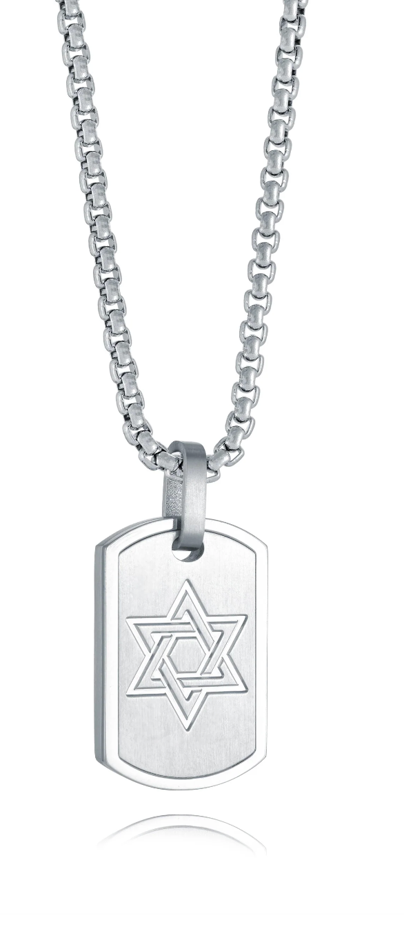 Steel Polished Star of David Dog Tag