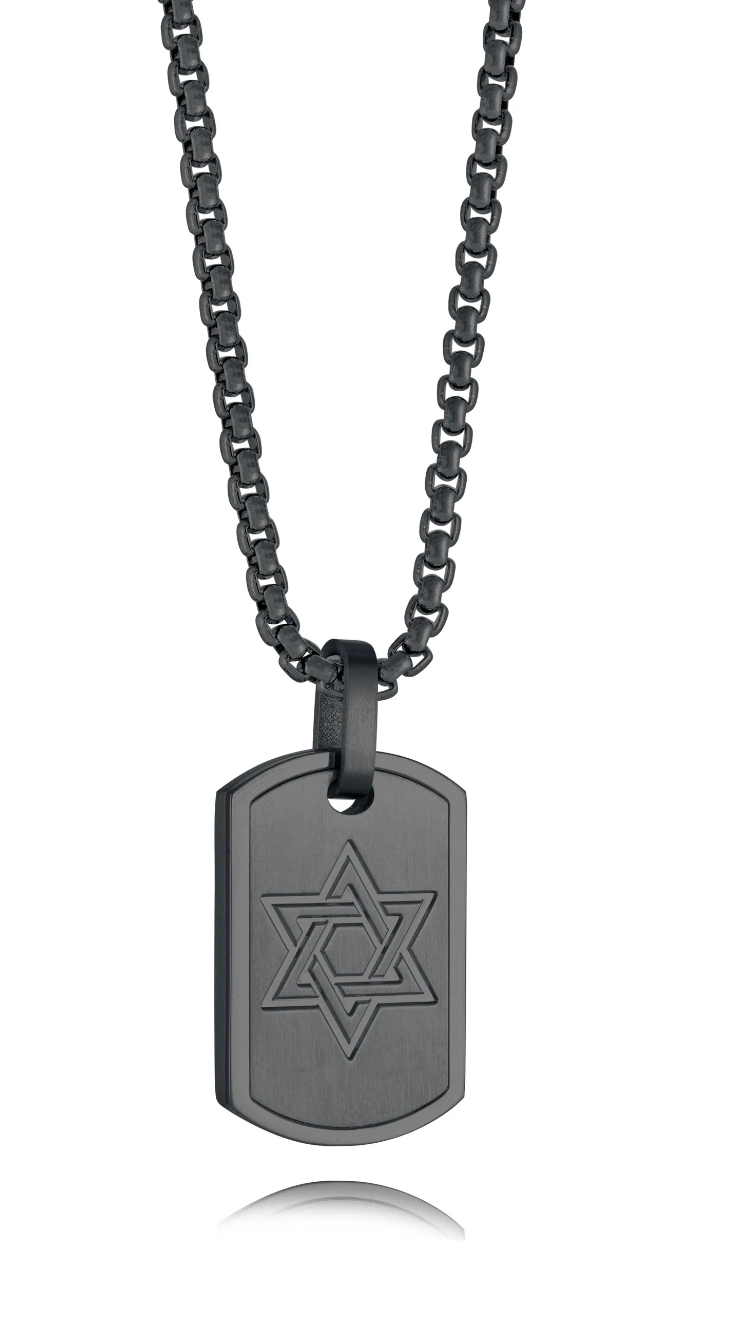 Steel Polished Star of David Dog Tag